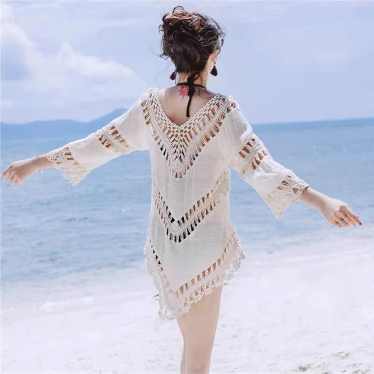 Crochet Patchwork Beach Cover-Up Hollow Out Bikini Swimsuit Cover-Up