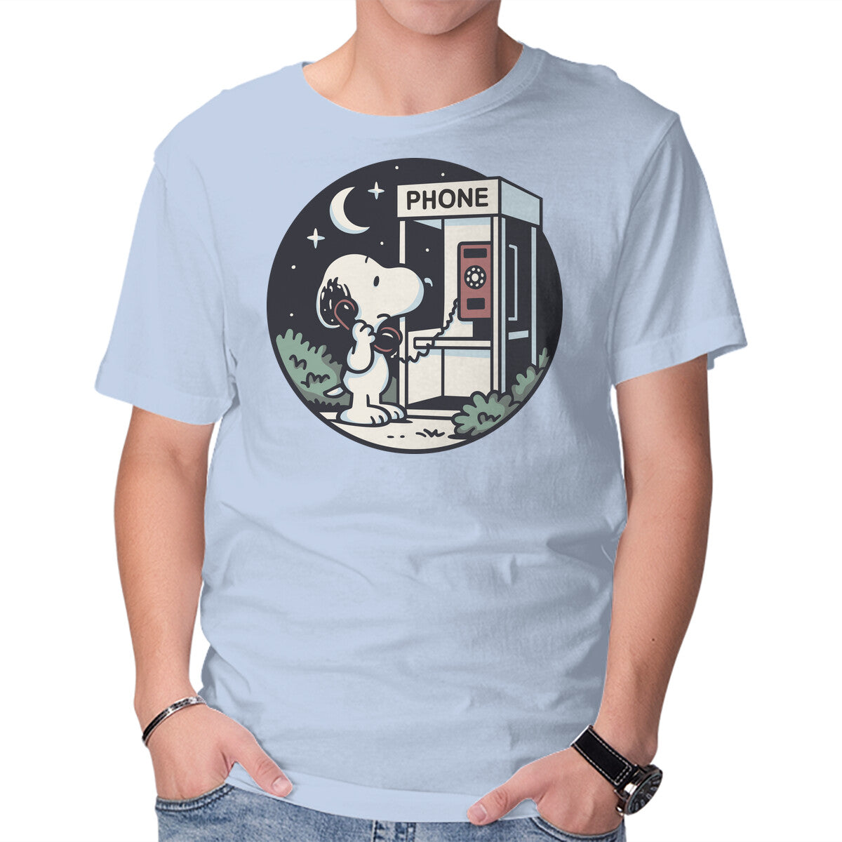 Unisex Crew Neck T-Shirt Doggy Phone Home Graphic Short Sleeve Casual Tee XL