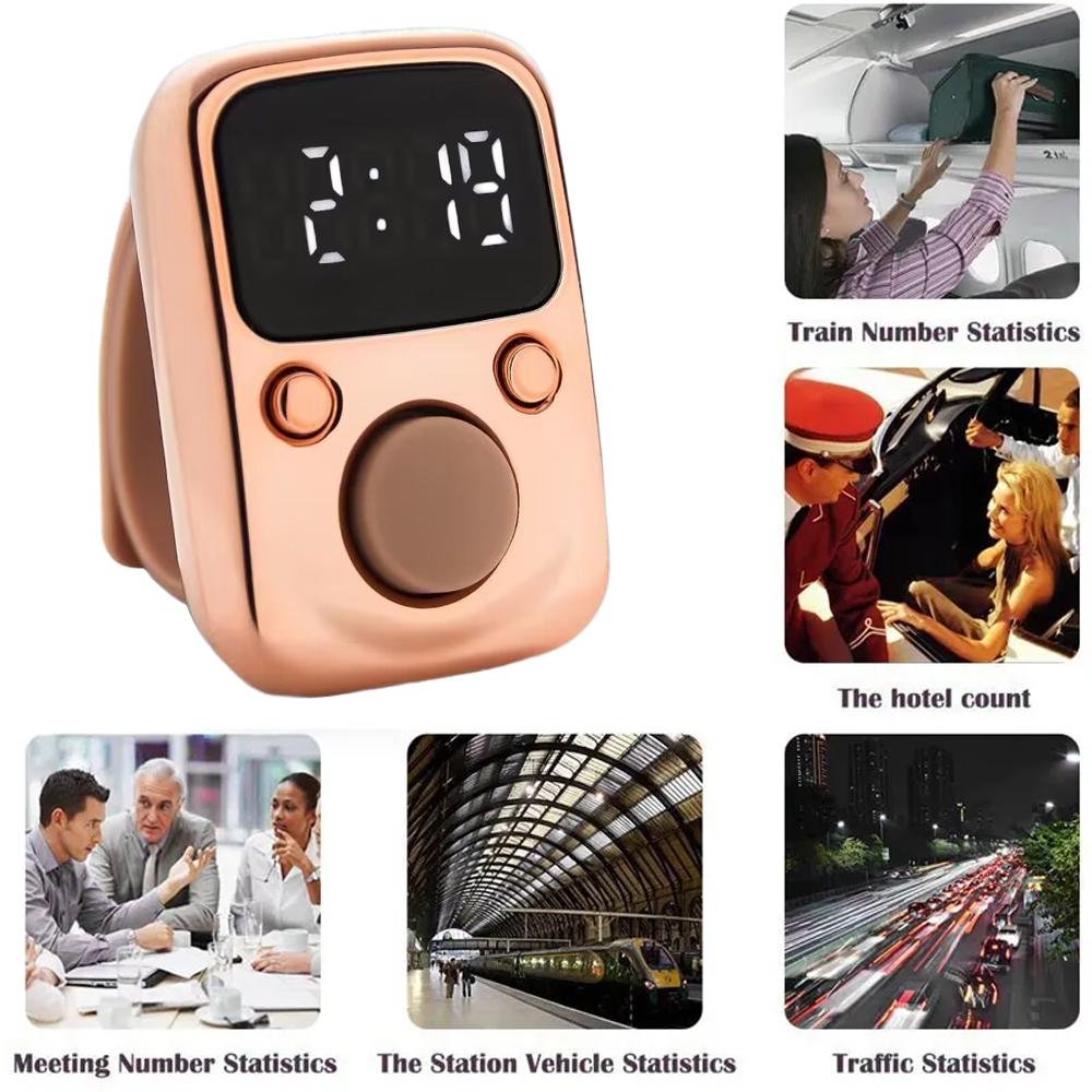 LED electronic counter Rechargeable with time counter Convenient 5-digit adjustable finger ring counter