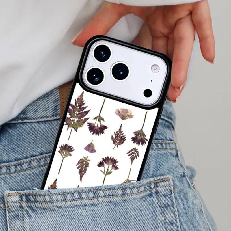 Flowers Pressed Phone Case for iPhone 16e 15 14 13 12 17 Pro Max Plus Air 17pro Cover Coque