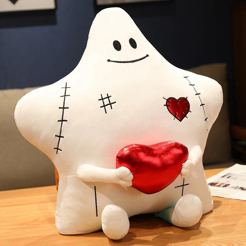 

Ghost Halloween Starshaped With Heart Stuffed Plush Soft Toy Nap Cushion Pillow білий