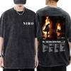 Rapper Niro Sale Mme Album Gewaschenes Vintage T-Shirt Herren Damen Mode Hip Hop Übergroß Streetwear Männlich Lässig Baumwoll-T-Shirts
