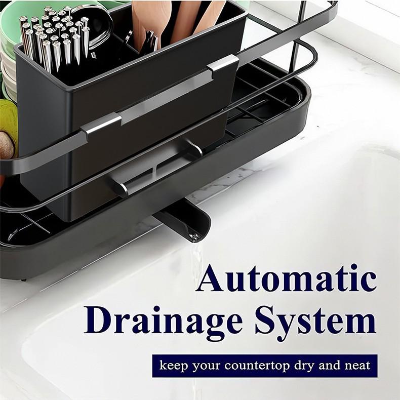 Cross-border Kitchen Countertop Dish Drying Rack with Partitioned Storage