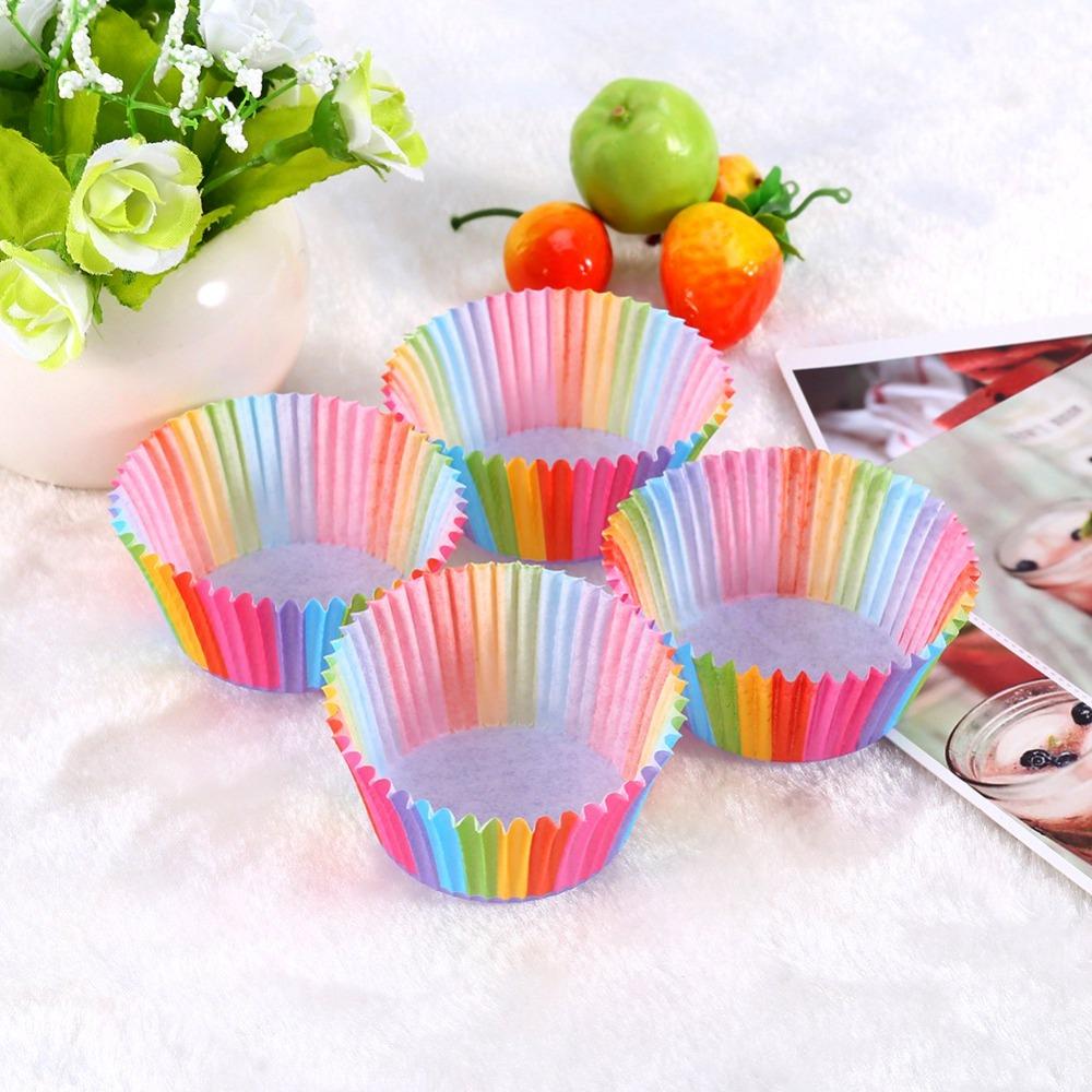 Rainbow Color Colorful Cupcake Liners Greaseproof Nonstick Cake Molds Cake Baking
