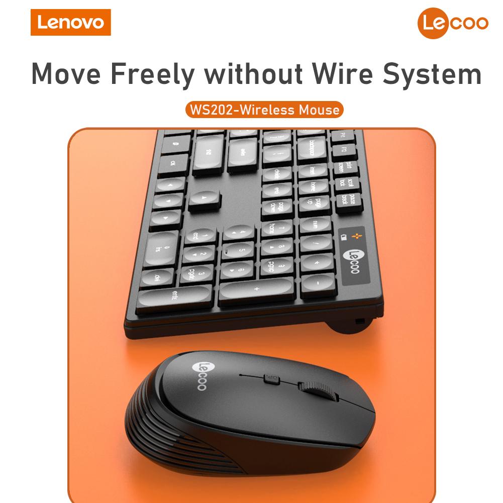 Lenovo Lecoo WS202 2,4 GHz Kabellose Maus, Büromaus, 4 Tasten, Stummschaltung, ergonomisches Design mit 3 einstellbaren DPI für PC, Laptop, Schwarz