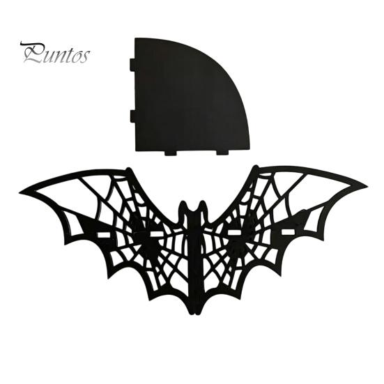 Wall Mounted Organizer Halloween Bat Corner Shelf, Decorative Wooden Mount Display Spooky Room Accessories Spiderweb Design Gothic Floating