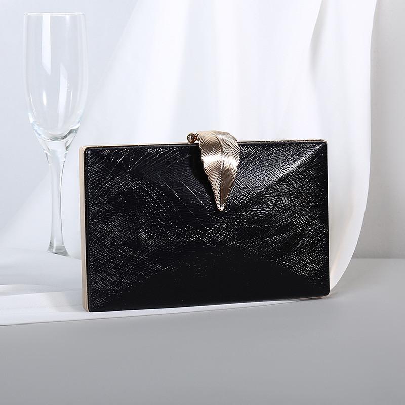 Pochette da sera minimalista in PU e Metallo a Foglia con Tasca per Telefono per Feste Formali