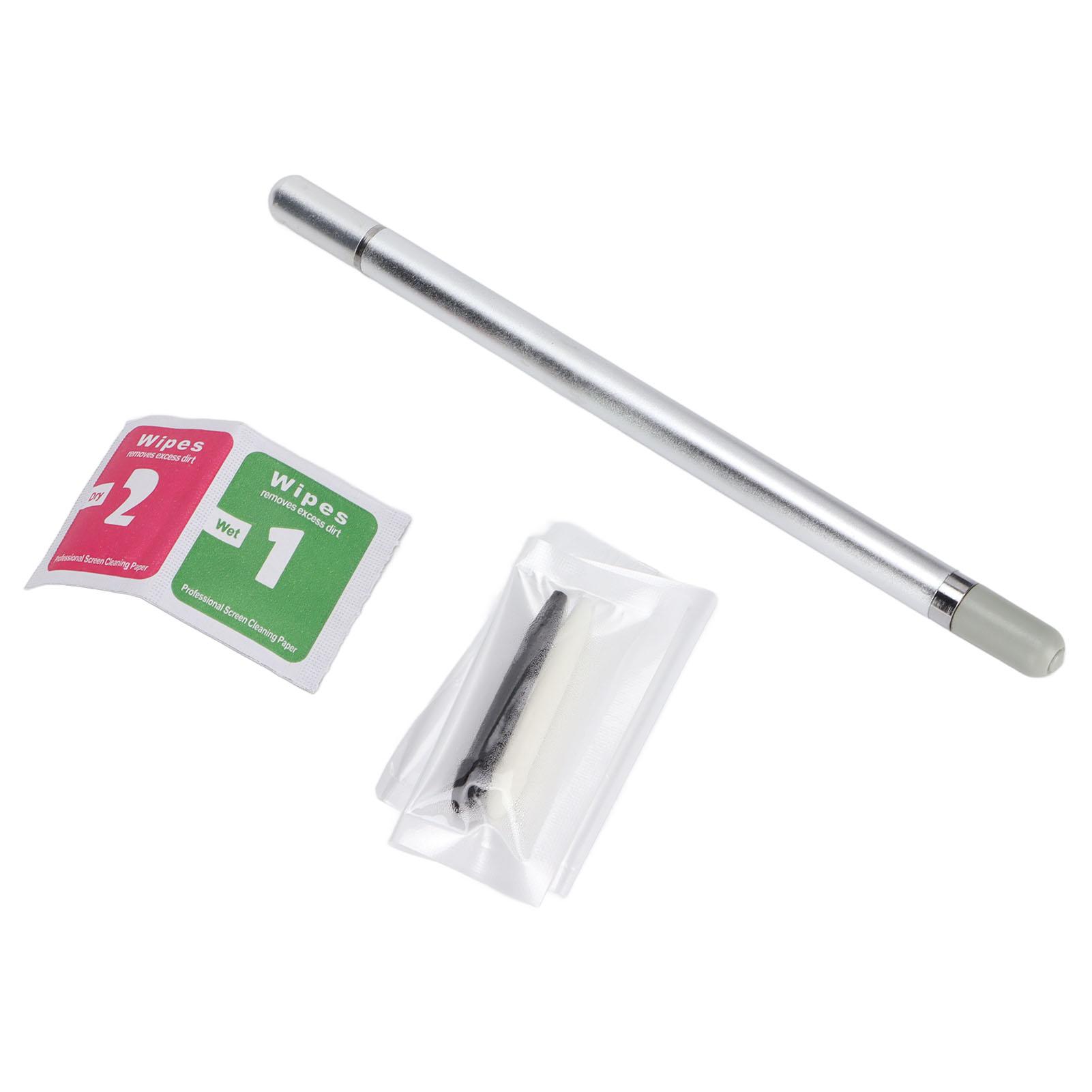 

Stylus Pen 2 in 1 Capacitive Touch Screen Pens with Replacement Tips Cleaning Bag for Mobile Phones Tablets Notepad срібний