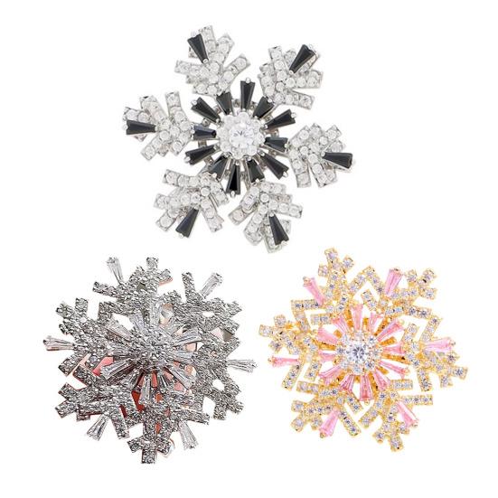 Snowflake Brooch Full Diamond Multifunctional Jewelry for Suits Coats Bags Exquisite Sparkling Design Durable Alloy Material Secure Pin Lapel Pin Gift