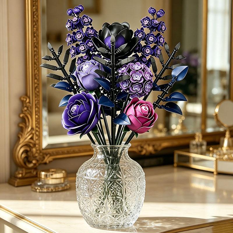 Moc Bukett Modell Montering Byggklossar Utbildande Kreativ Vuxen Barn Leksaker Rosor Blommor Klossar Set Skrivbordsdekoration Pojke Gåva