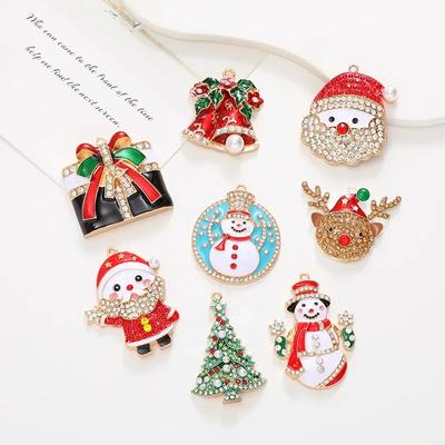 1 Stück Zinklegierung Weihnachtsmann Elch Hirsch Diamant Emaille Anhänger Weihnachten DIY Dekoration Kinder Handarbeit Produkte Partygeschenke