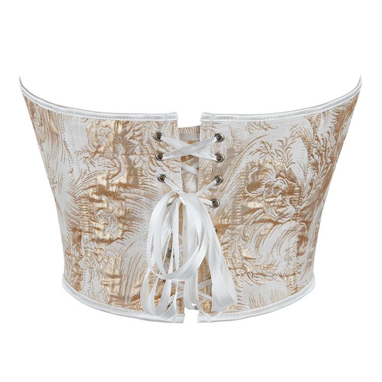 Top Body Shaper Sexy Sem Alças Push-Up Dourado Feminino