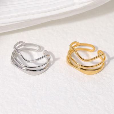 Damenring Dreilagig Unregelmäßige Linienform Verstellbares Öffnungsdesign Fingerring Edelstahl Fingerband Vielseitiger Schmuck Geschenk