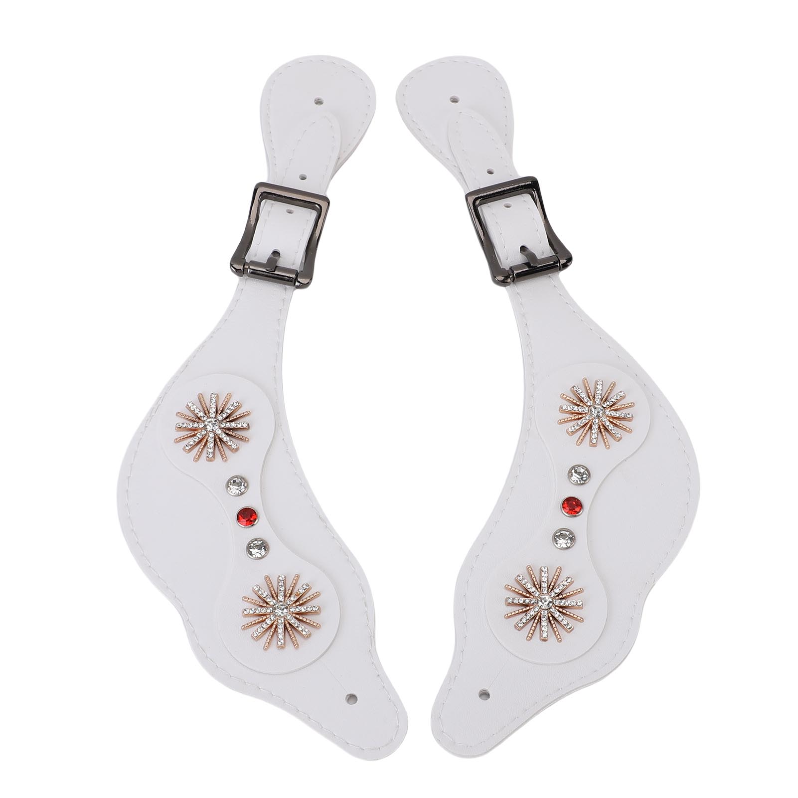 

Spur Straps Western Rhinestone Floral Boots Vintage Spur Straps for Horse Riders Adjustable Length Handcrafted белый