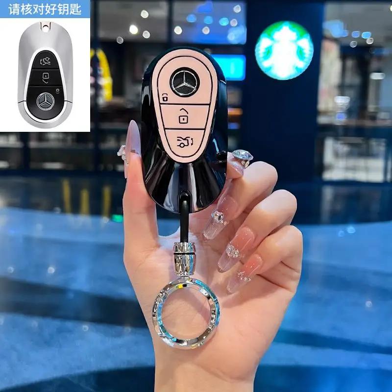 TGM3   Female Key Case for Mercedes Benz CLS CLA GL R SLK AMG A B C S Class 3 Button Remote Car Key Cover Holder Keychain Accessories