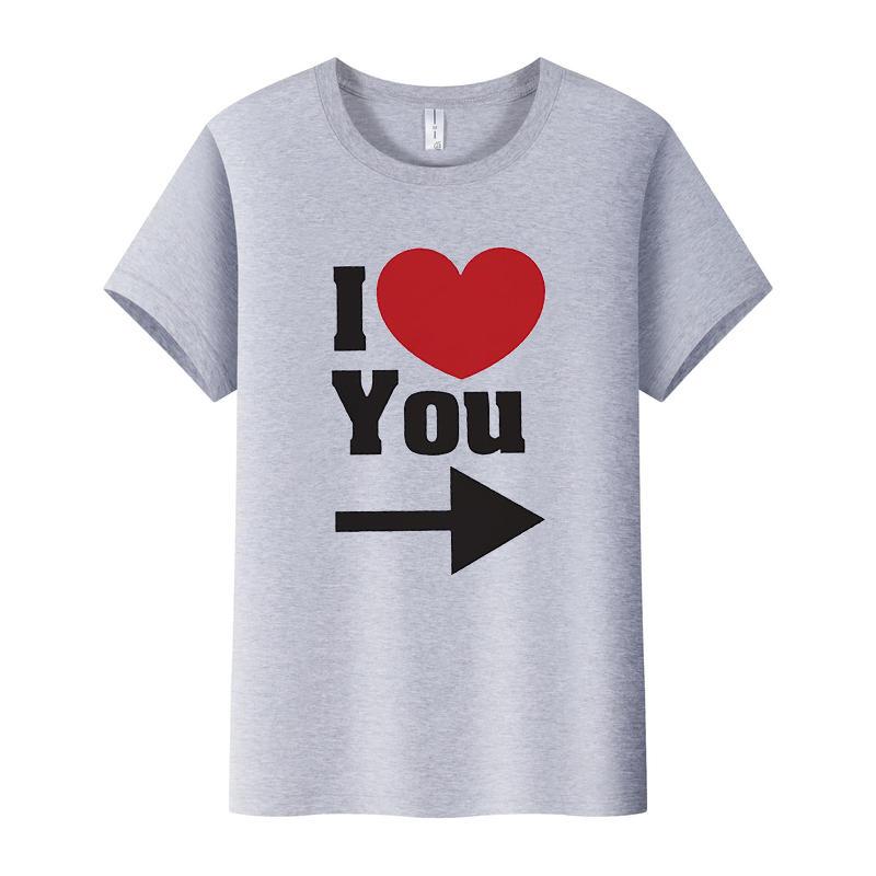 Te Iubesc Inimă Săgeată Imprimeu Tricou de Cuplu Mânecă Scurtă Gât O Larg Rege Regină Tricou Iubitori Tricou Topuri Haine Femei