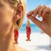 Colorful Dopamine Red Starfish Cartoon Fish Dangle Earrings For Women Beach Metal Scallop Beaded Long Earring Vacation Jewelry