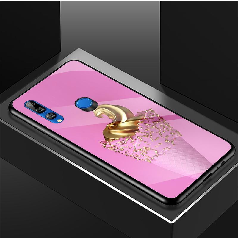 Ice Cream Tempered Glass Phone Case For Huawei Honor 8X 9 10i 20i 20Lite 20Pro 30 Pro Cover Shell