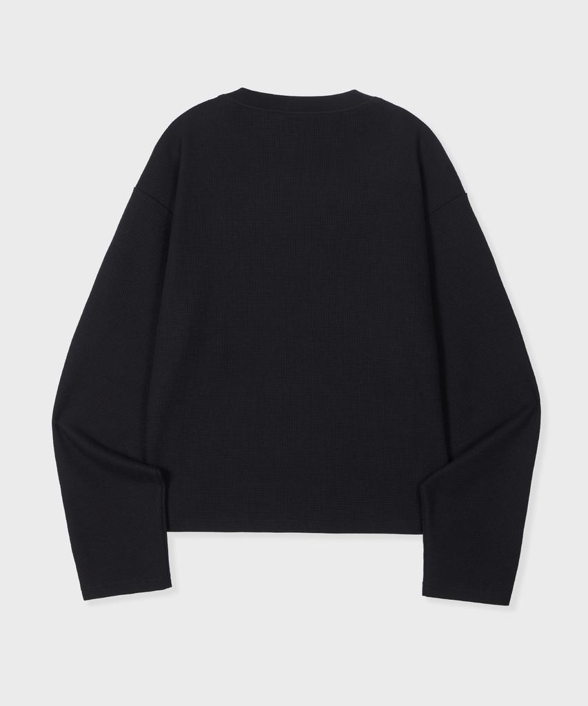 GLW Steady Waffle Crop Henley Neck T-Shirt Black