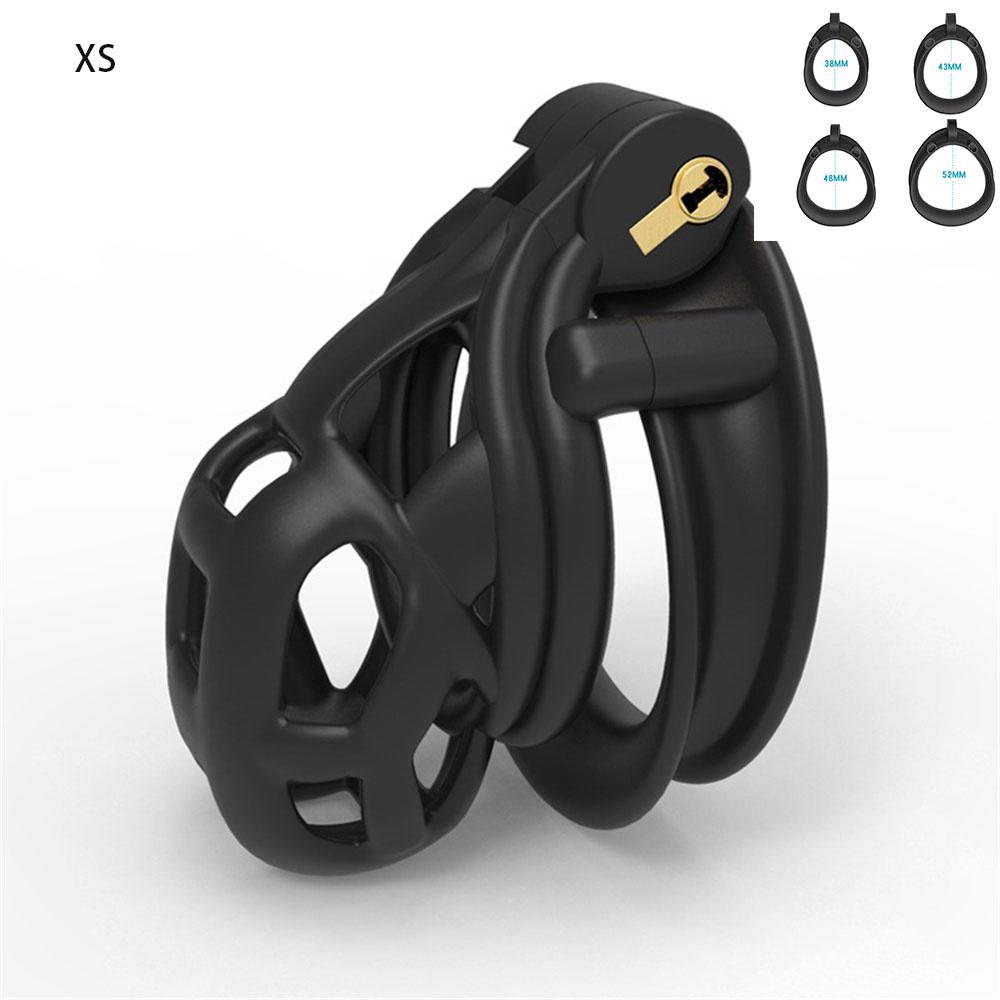 Male Chastity Cage Sleeve With 4 Size Resin Penis Rings Discreet Sissy Femboy Cock Cage Devices Men Adult Goods