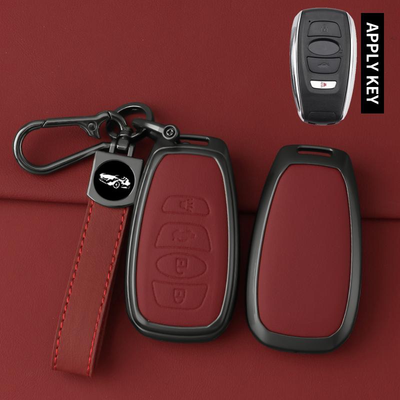 For Subaru Sti Brz Wrx Xv Ascent Forester Outback Impreza Legacy Car Key Cover Leather Zinc Alloy Key Case Case