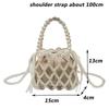 Vintage Top Handle Pearl Women Handbag Summer Hollow Out Beach Bucket Girl Shoulder Crossbody Bag