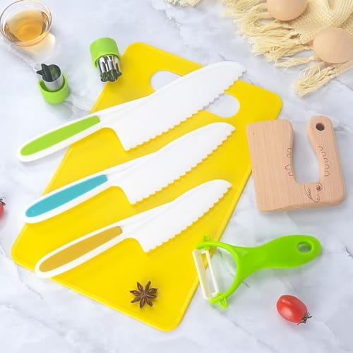 Montessori Kitchen Tools - Toddler Kitchen Accessories, Junior Chef Cooking Set | Montessori Kitchen Tools for Kids: Authentic Cooking Safety Knife Se
