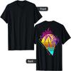 On Back - Retro 80s 90s Vaporwave Tropical Sunset Palm Trees T-Shirt