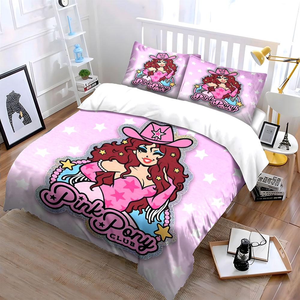 Pink Pony Club Cowgirl Art Bedding Duvet Cover Set Duvet Cover Pillowcases (1*Duvet Cover 2*Pillowcases, without duvet insert)