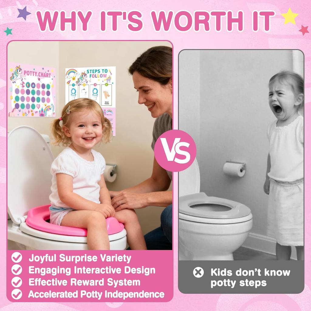 Unicorns Potty Training Chart for Toddlers, 10 Potty Training Sticker Charts with 280 Reward Stickers, Potty Reward Chart Sticker Chart for Kids,