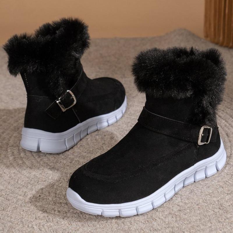 Women's Plus Size Fleece-Lined Side Zipper Ankle Snow Boots Winter Non-Slip Thickened Warm Cotton Boots