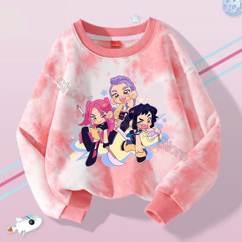New K Pop Demon Hunters Kids Hoodie Sweatshirt Kawaii Cartoon Printed Tops Boys Autumn Long Sleeves Baby Girl Winter Clothes