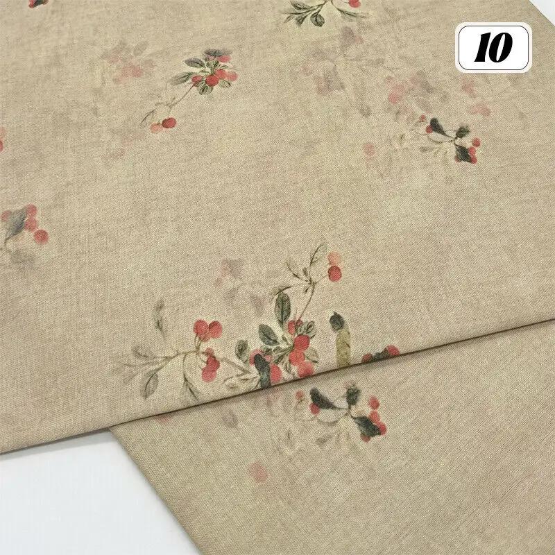 Bomull Linne Tyg Kinesisk Stil Retro Tryckt Klänning Hanfu Sömnad Hantverk DIY Cheongsam Klänning Hanfu Sömnadstyg Kläder Försörjning