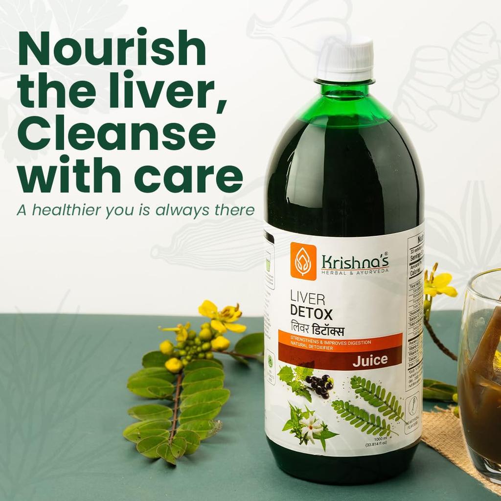Krishna's Herbal & Ayurveda Liver Detox Juice 1000 Ml Pack Of 1 Natural Digestion Support Rejuvenator