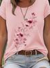Plus Size Purple Floral Branch Womens Tee  Delicate Watercolor Flower Graphic Casual Light Purple Top