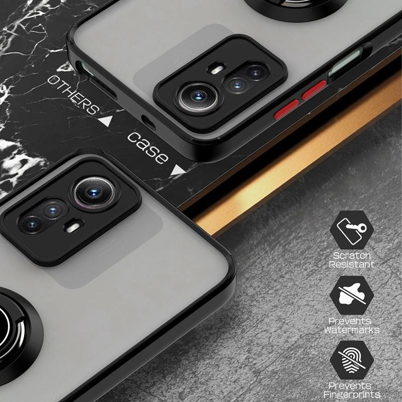 Armor Matte Case für Xiaomi Redmi Note 12 Pro 5G 12S 11 Pro 11S 10 10S Cover Ring Magnethalter Ständer Business Rundumschutz
