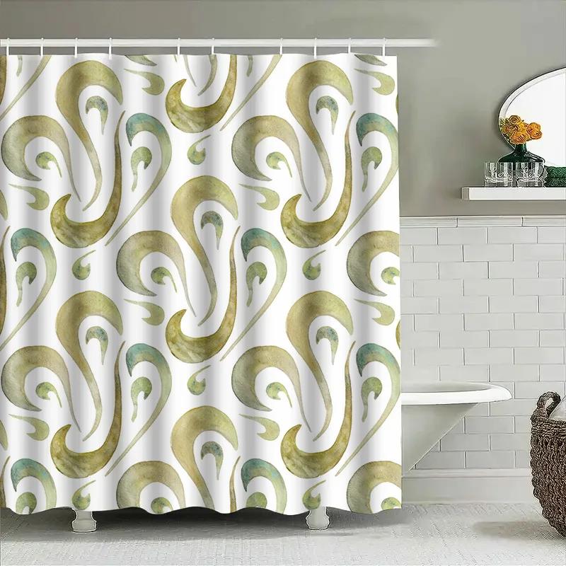 

Stylish Waterproof Shower Curtain With Green Floral Pattern Decorate Your Bathroom In Seconds! W60H190(CM)-1 Pcs
