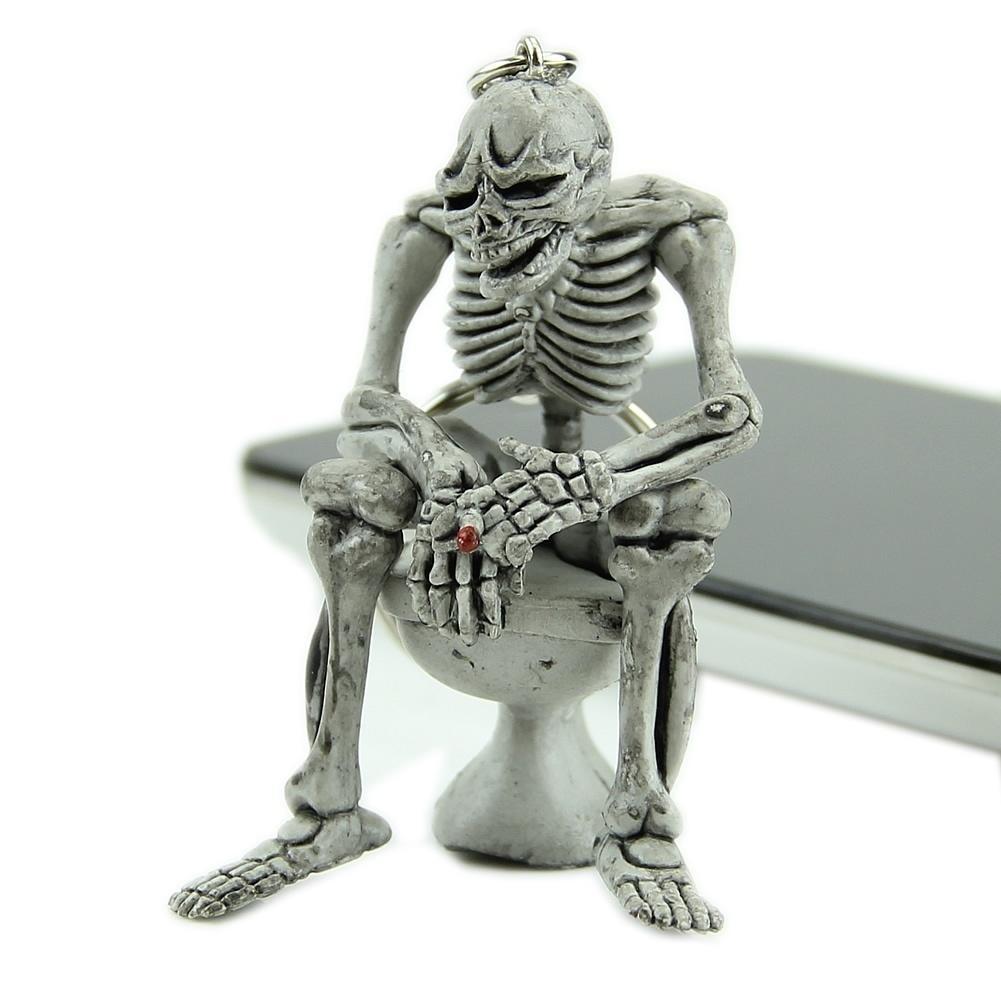 1 Pack Rubber Vogue Keychain Gray Car Keyring Key Chain Cool Skull Toilet Gift