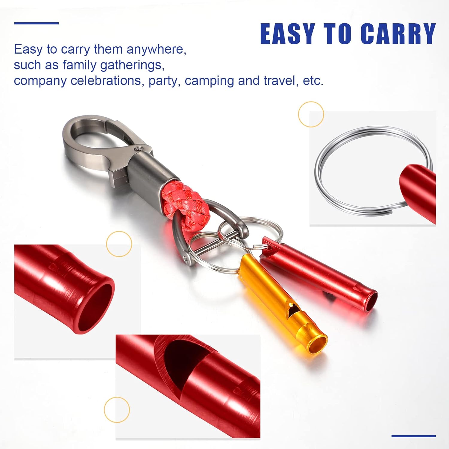 Алюминиевый аварийный свисток с брелком — фото 2