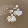 Silver Needle Flower Cluster Fringed Pearl Earrings French Elegance Temperament Exquisite Earrings Light Luxury High-end Earrings Women