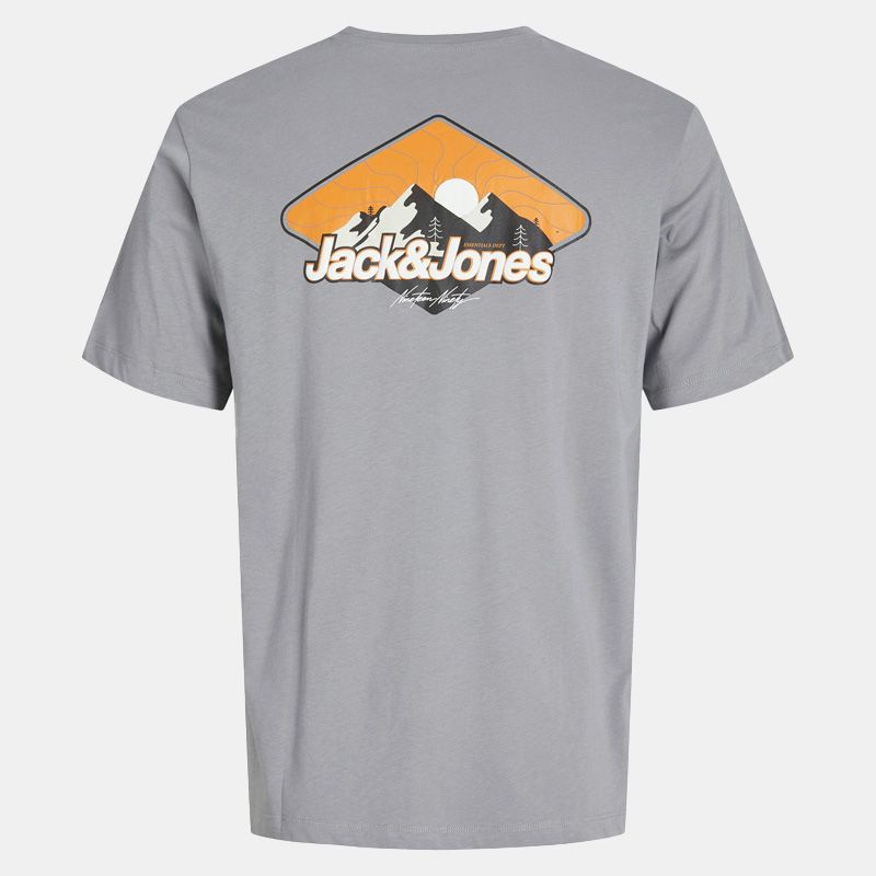 White Mine Round Neck T-shirt Rising Sun Pattern Men JACK & JONES