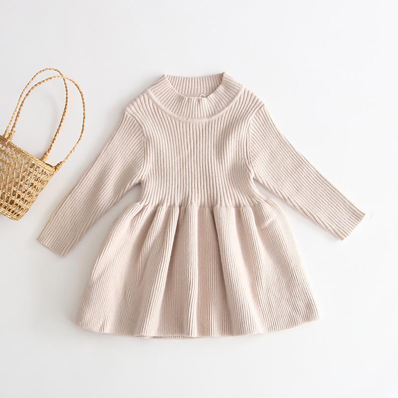 2022 Spring Girls Knitted Dresses Western Princess Knitted Sweater Dress Baby Baby Long Sleeve Dress