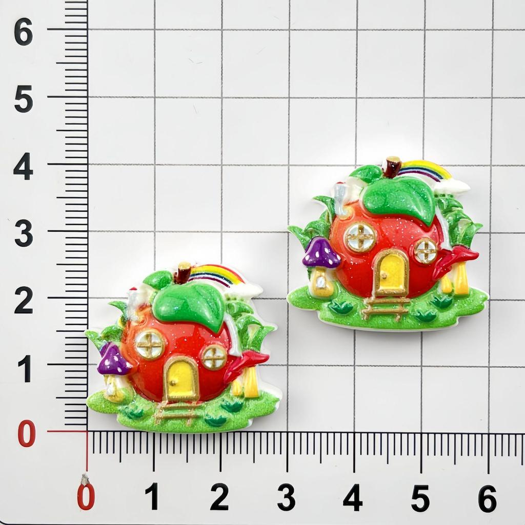 Glossy Cartoon Fruit House Resin Accessories for DIY Hair Clips, Phone Cases, Magnets, and Decorative Stickers