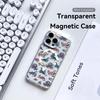 Cartoon Dinosaurs Cute Phone Case For iPhone 17 16 15 14 13 12 Pro Max Plus With Magnetic Crystal Clear Case Wireless Charge
