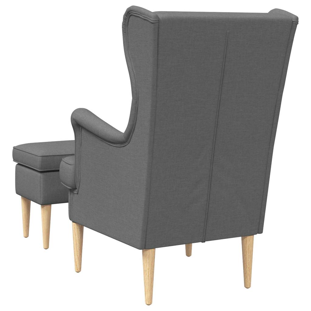 Armchair with Footstool 2 pcs Dark Grey Fabric