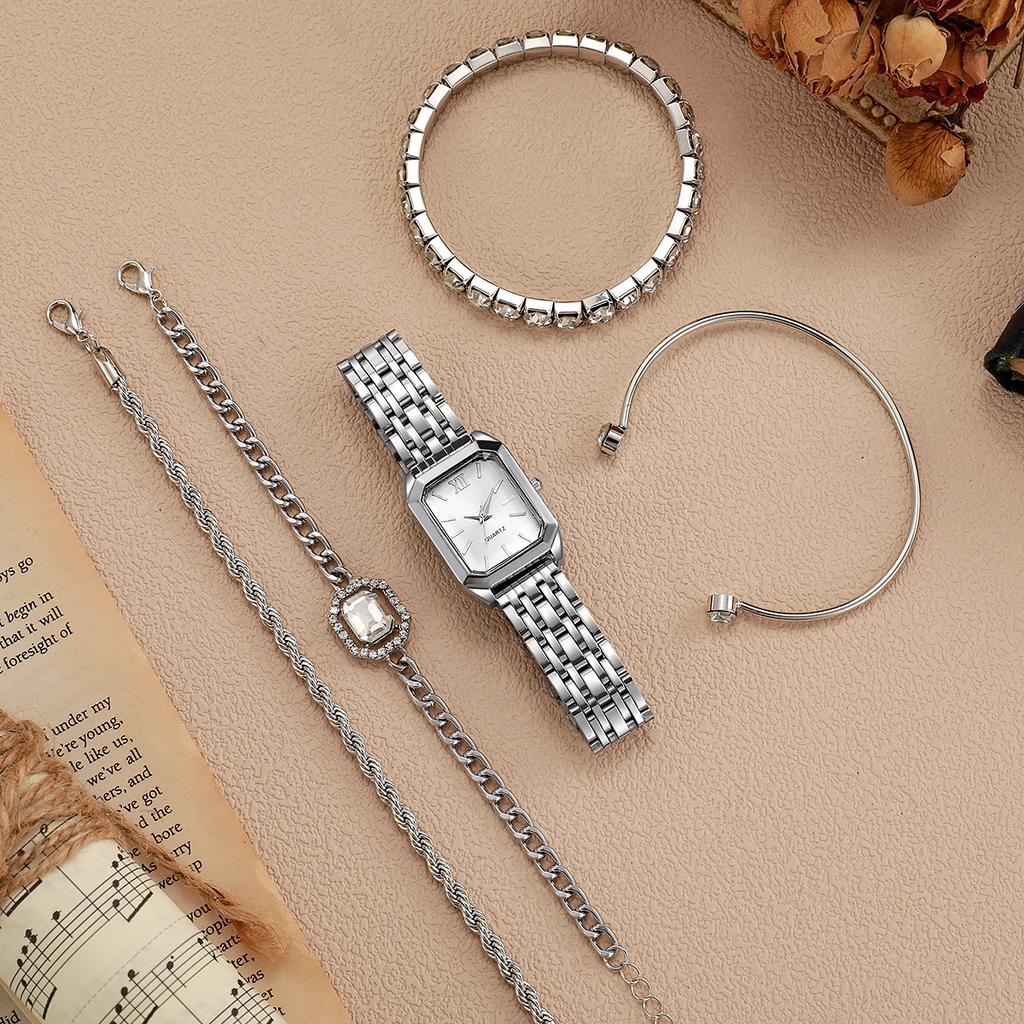 New retro square ins style steel strap minority quartz vintage simple luxury watch with water diamond bracelet