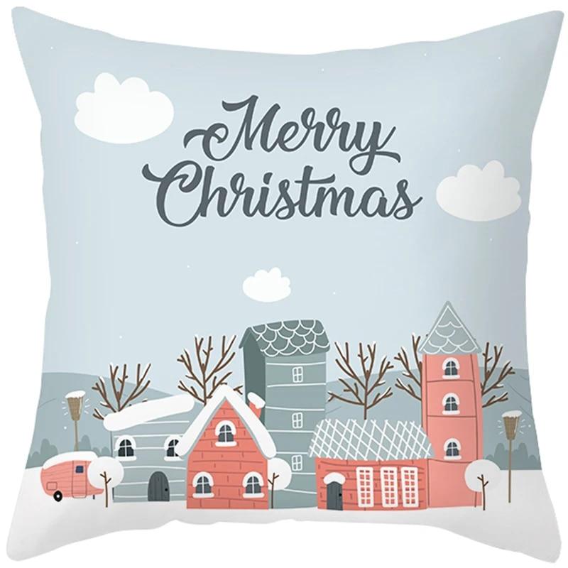 Santa Claus Snowman Schihe Tree Town Christmas Decoration Pillow Set bedroom Sofa restaurant car pillow sleeve  pillow case