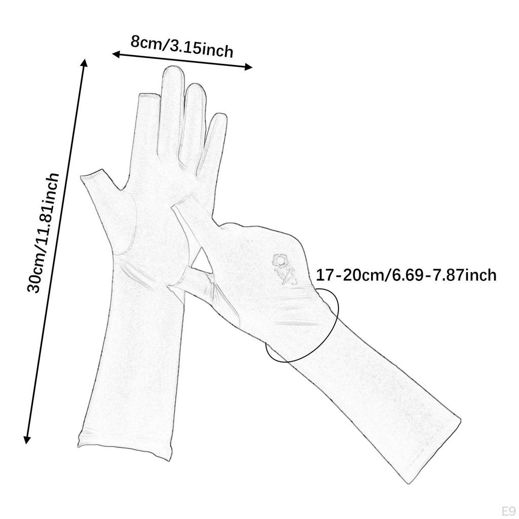 Sun Protection Gloves for Women Full Finger Extended Wrist Summer Sunblock Biking