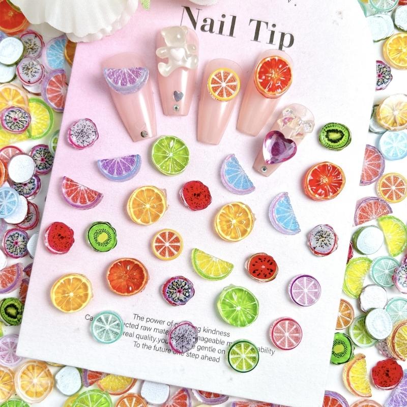 60Pieces Charm Handmade Keychain Pendant Fruit Slices Shape Decorative Pendant Craft Accessories Corrosion Resistant