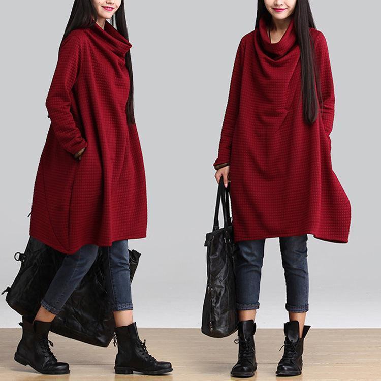 Premium Quality Women's Fashion Casual Elegant Solid Color Long-sleeved Dress Ideal For Every Occasion